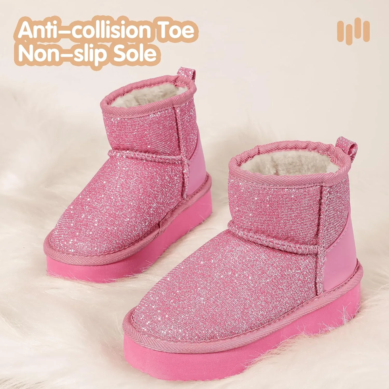 Hehainom Girls Boys Snow Boots Faux Fur Lined Warm Shoes for Toddler Little Big Kid Winter Ankle Boots