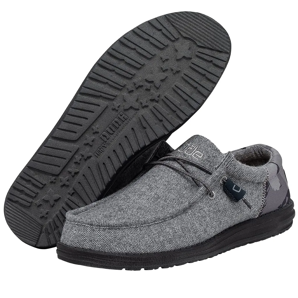 Hey Dude Men's Wally Funk Wool Grey Camo Size 8 | Men’s Shoes | Men's Lace Up Loafers | Comfortable & Light-Weight