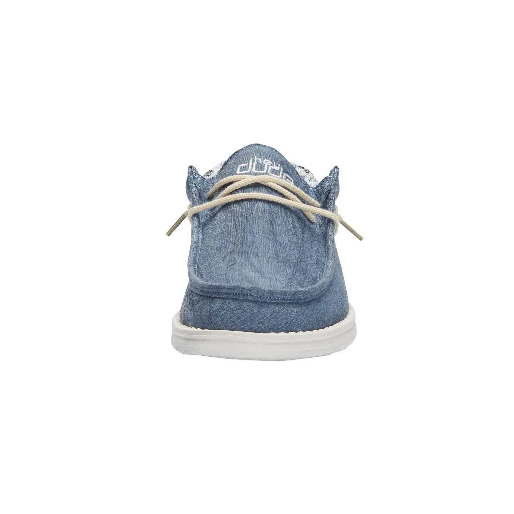 Hey Dude Men's Wally Linen Natural Blue Size 7 | Men’s Shoes | Men's Lace Up Loafers | Comfortable & Light-Weight