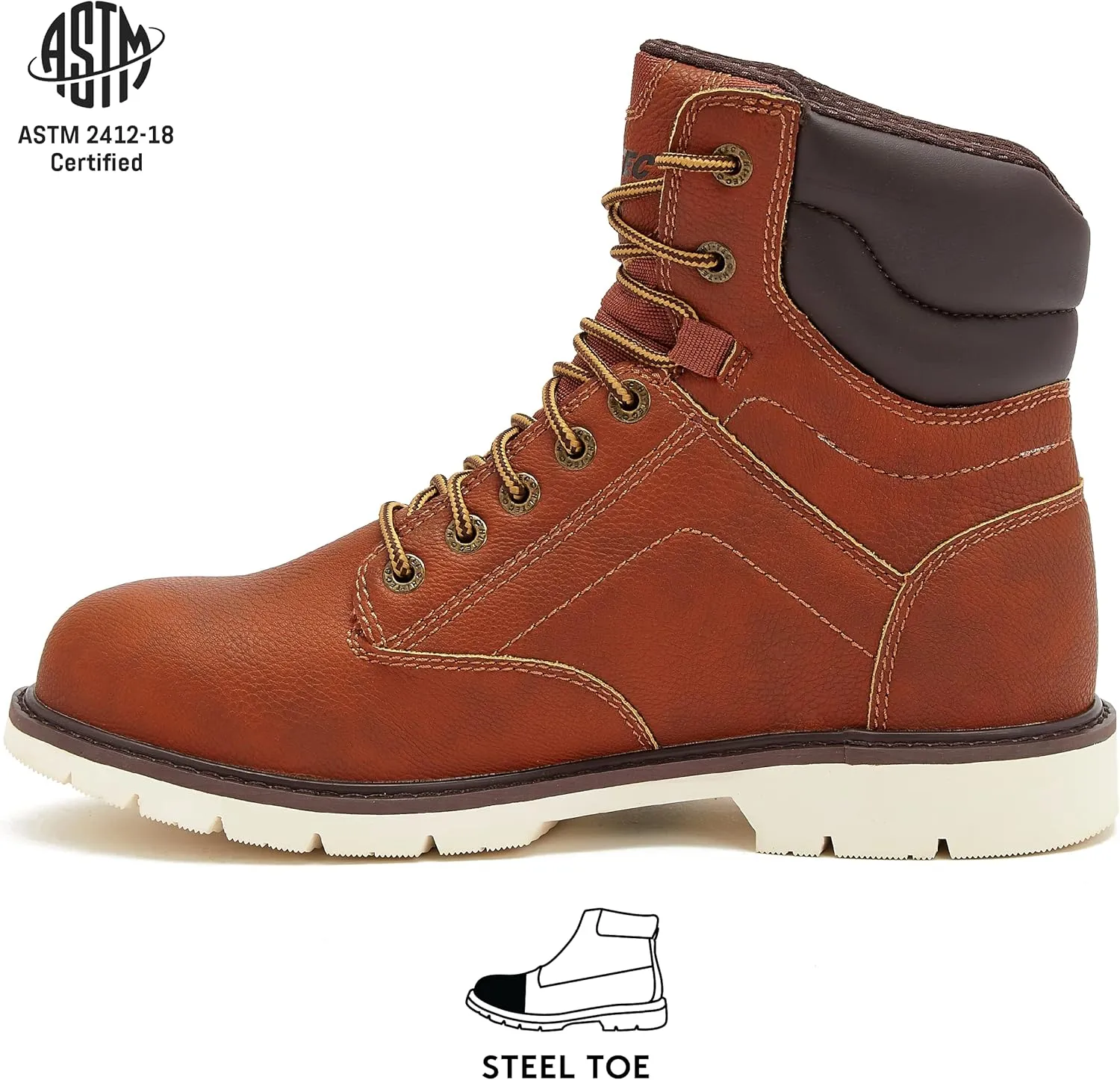 HI-TEC Axel Steel Toe Waterproof Work Boots for Men, Slip Resistant Industrial & Construction Boots with Safety Toe, 7 Inch Mens Work Boots (Botas de Trabajo Para Hombre Waterproof)