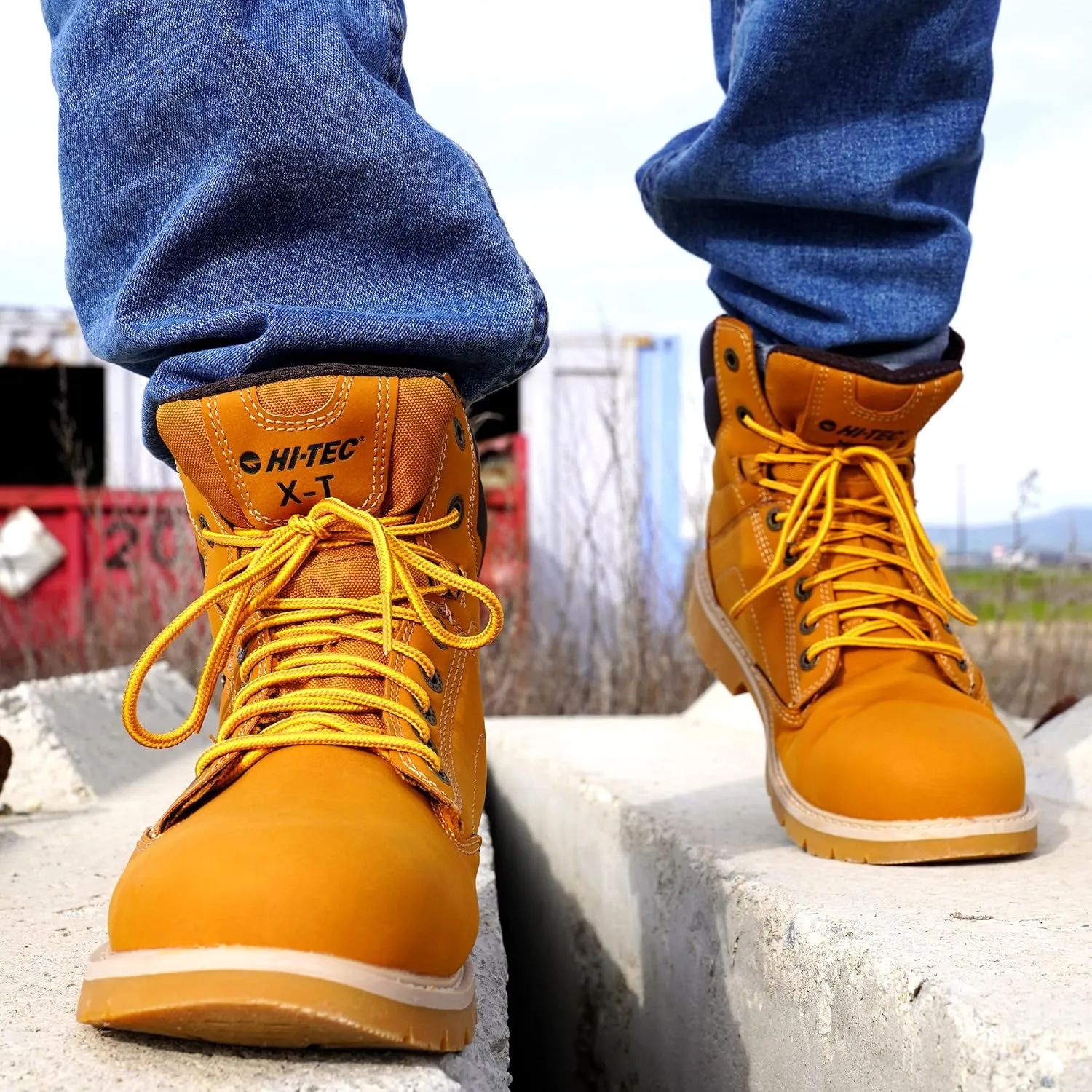 HI-TEC Axel Steel Toe Waterproof Work Boots for Men, Slip Resistant Industrial & Construction Boots with Safety Toe, 7 Inch Mens Work Boots (Botas de Trabajo Para Hombre Waterproof)