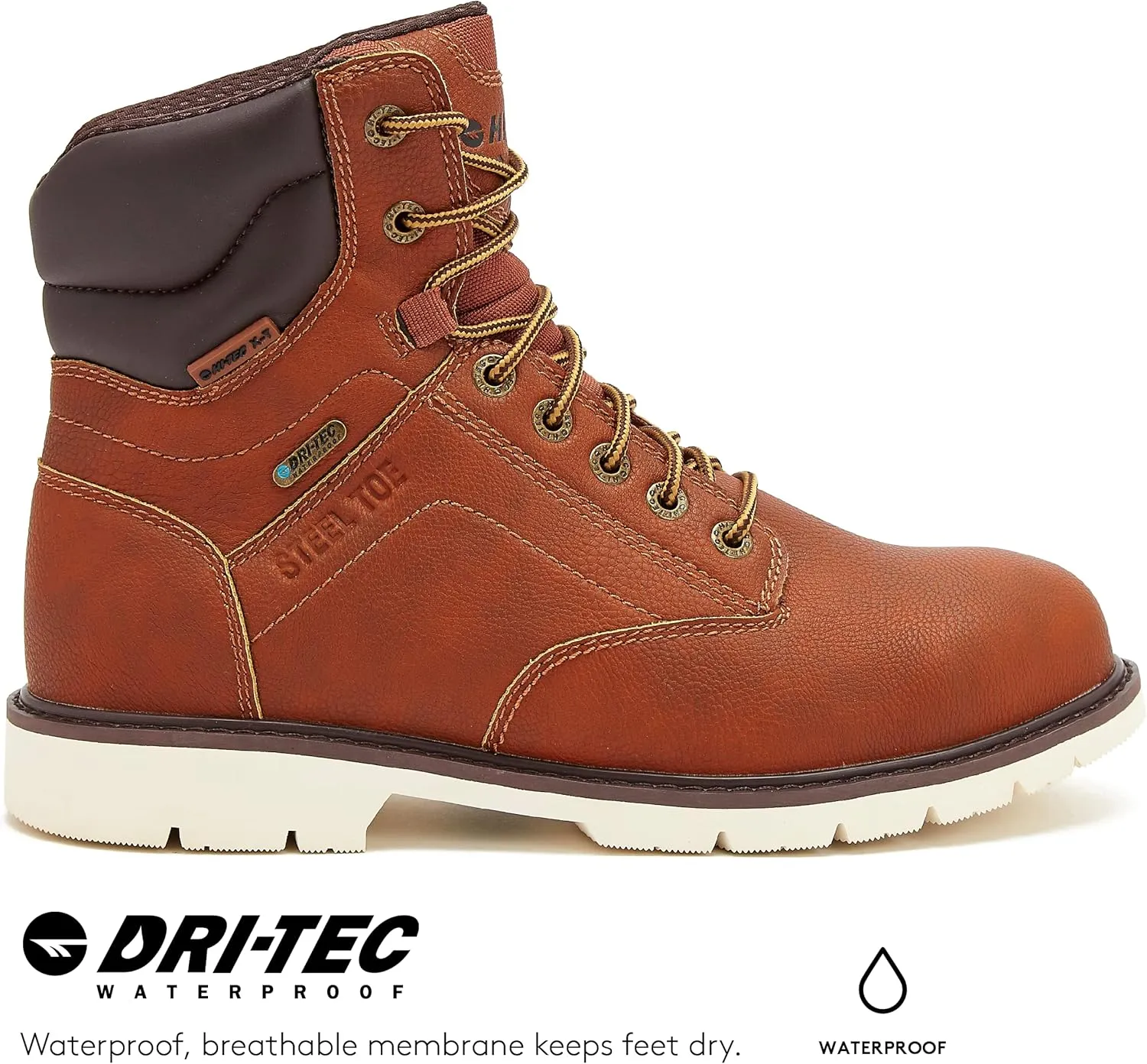 HI-TEC Axel Steel Toe Waterproof Work Boots for Men, Slip Resistant Industrial & Construction Boots with Safety Toe, 7 Inch Mens Work Boots (Botas de Trabajo Para Hombre Waterproof)