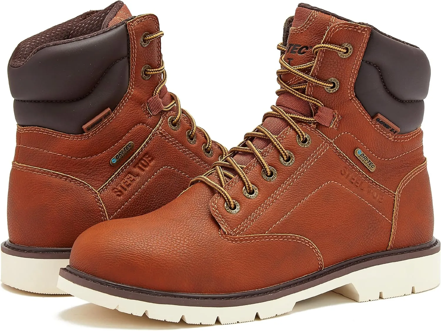 HI-TEC Axel Steel Toe Waterproof Work Boots for Men, Slip Resistant Industrial & Construction Boots with Safety Toe, 7 Inch Mens Work Boots (Botas de Trabajo Para Hombre Waterproof)