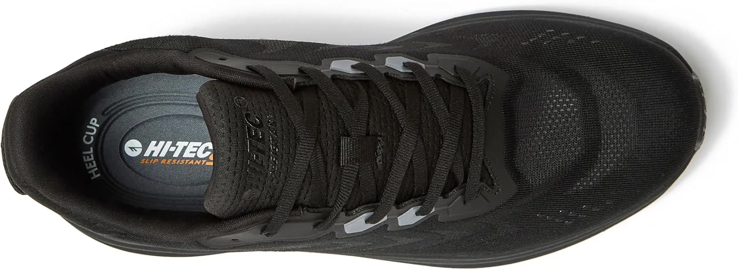HI-TEC Resist SR Runner Mesh Black Non Slip Work Shoes for Men, Comfortable Water Resistant Mens Food Service Sneakers, Medium and Wide Width, Men's Size 7-16
