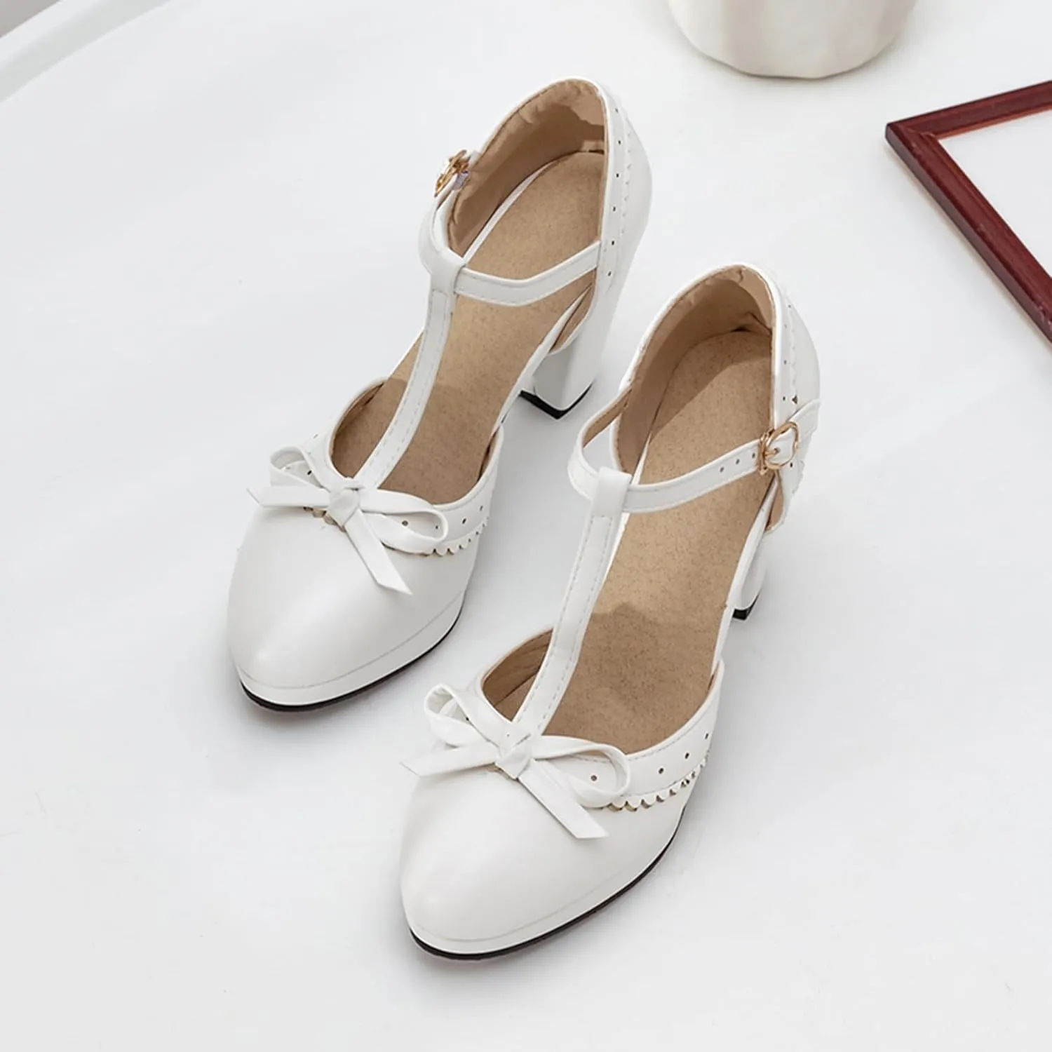High Heel Prom Sandals Women T-Strap Court Shoes
