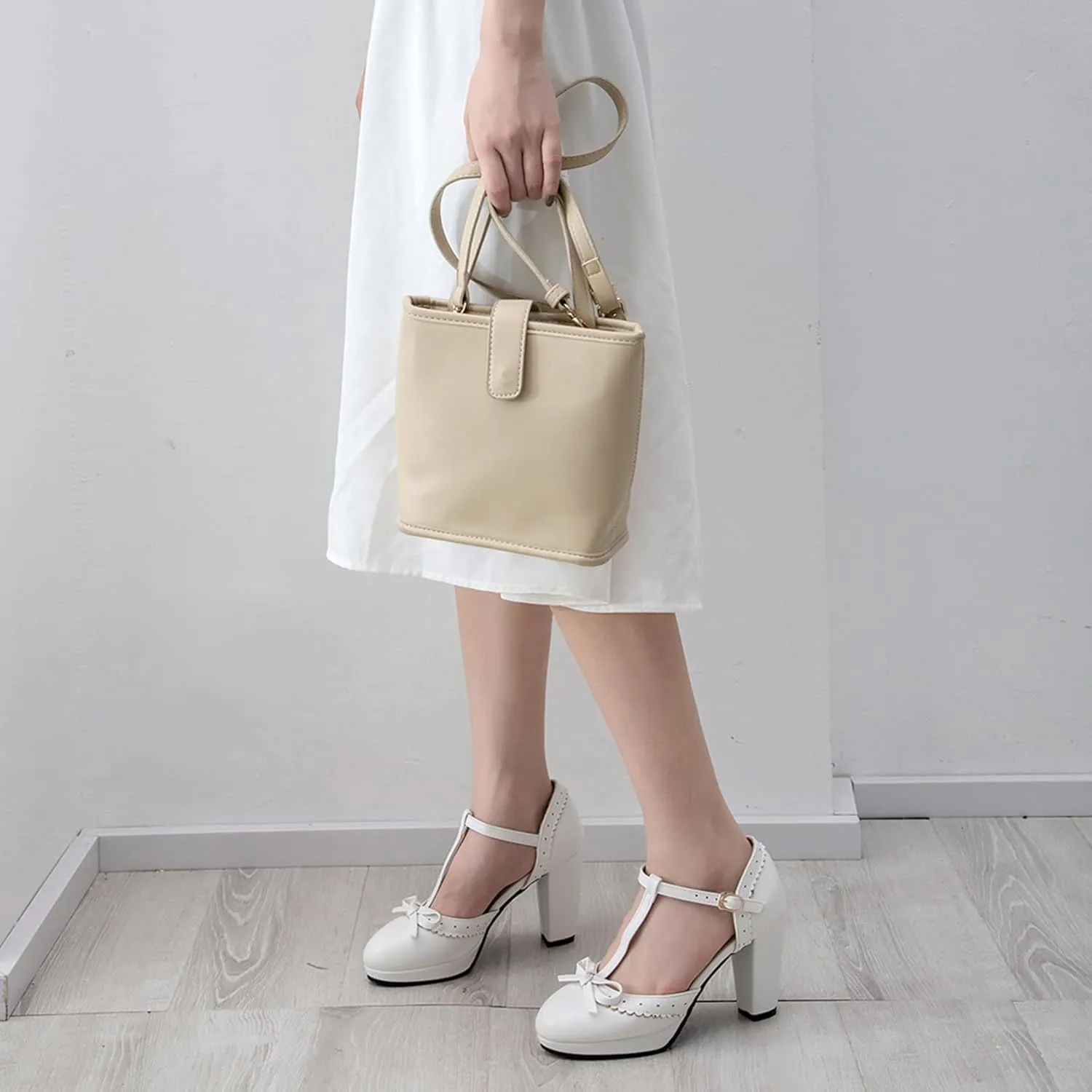 High Heel Prom Sandals Women T-Strap Court Shoes