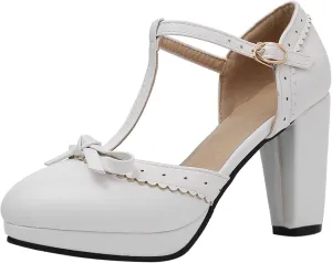 High Heel Prom Sandals Women T-Strap Court Shoes
