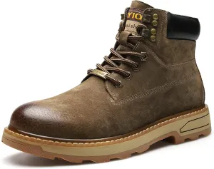 High Rise Hiking Boots, Mens Leather Work Boots, Suede Classic Ankle Non- Slip Lace Up Footwear, Outdoor Walking Ridding Garden Comfortable Shose, for Birthday,Father' s Day