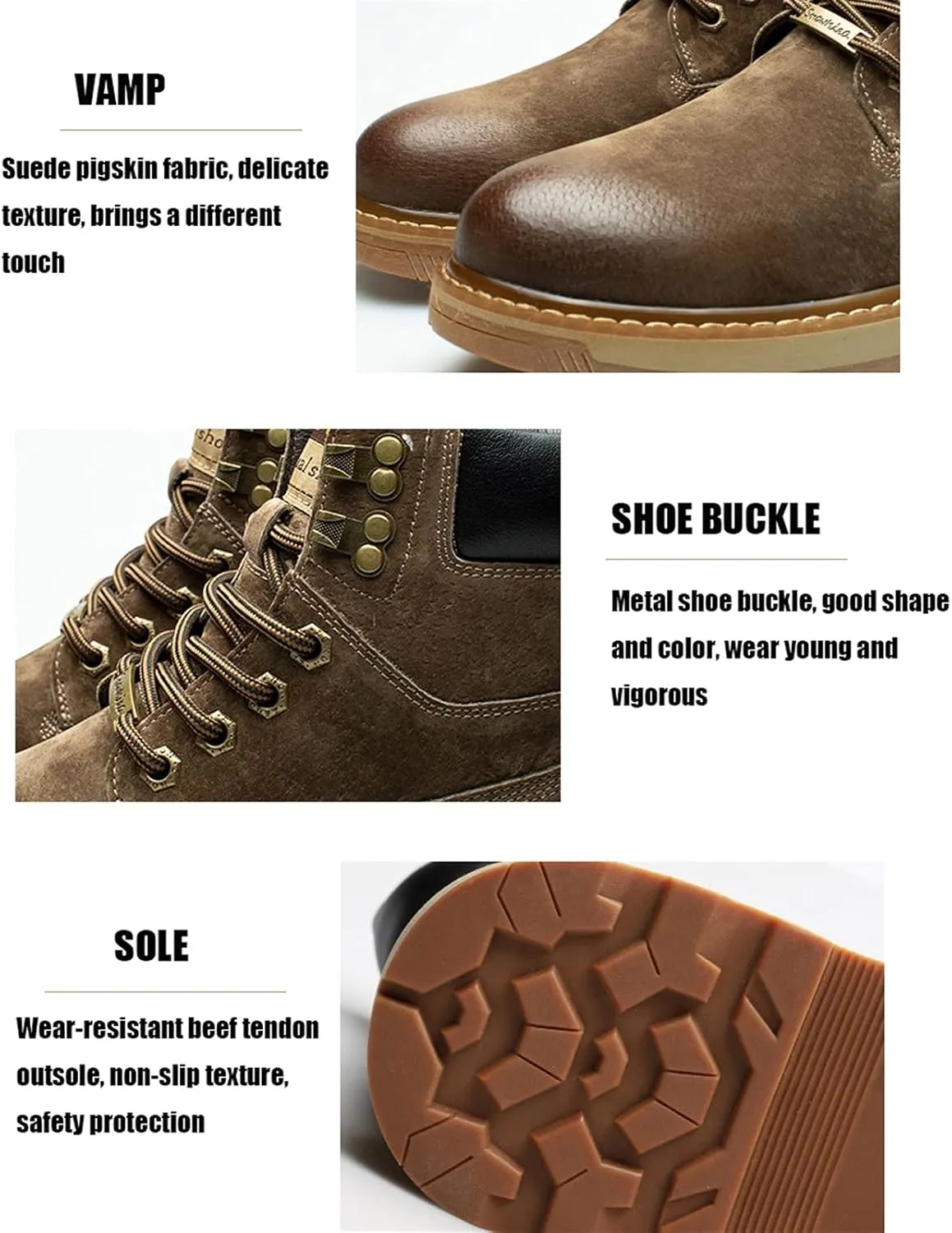 High Rise Hiking Boots, Mens Leather Work Boots, Suede Classic Ankle Non- Slip Lace Up Footwear, Outdoor Walking Ridding Garden Comfortable Shose, for Birthday,Father' s Day