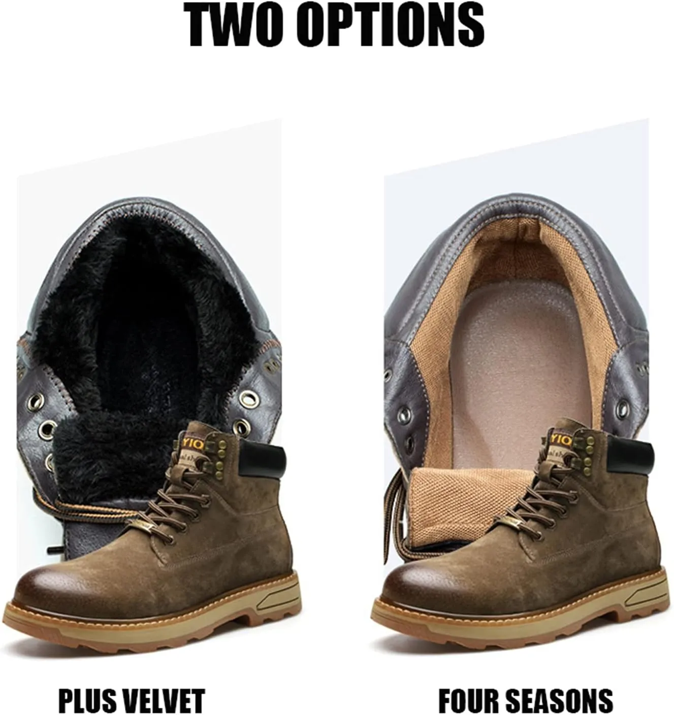 High Rise Hiking Boots, Mens Leather Work Boots, Suede Classic Ankle Non- Slip Lace Up Footwear, Outdoor Walking Ridding Garden Comfortable Shose, for Birthday,Father' s Day