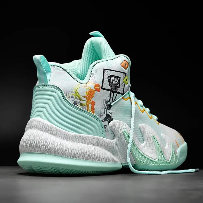 High Top Basketball Shoes Men Shoes Women Shoes Non-Slip Breathable Outdoor Shoes Fashion Graffiti Training Shoes Volleyball Shoes