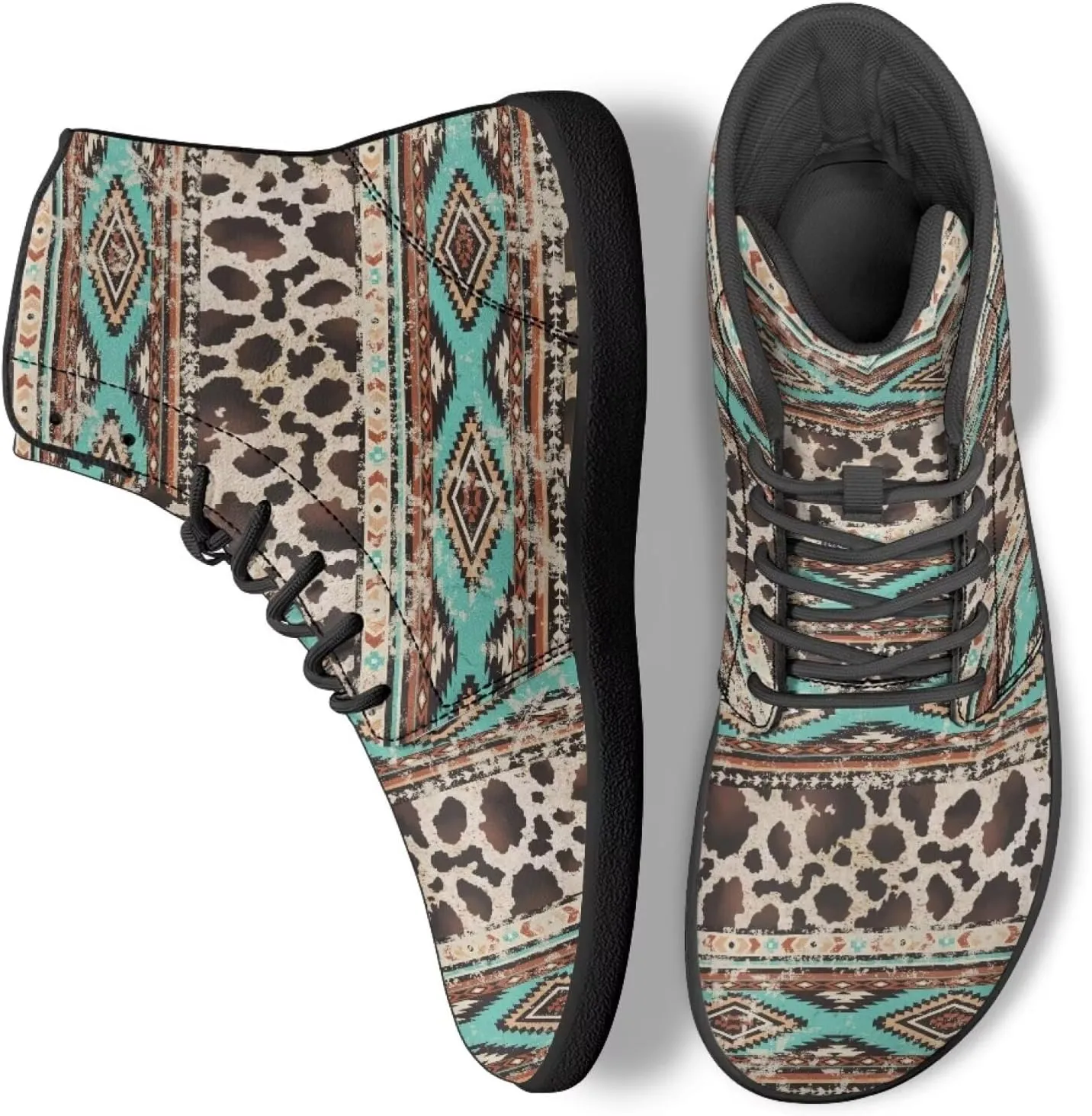 High Top Tribal Ethnic Design Barefoot Running Shoes for Men Grounded Footwear Wide Toe Box Gym Shoes Casual Mens Shoes