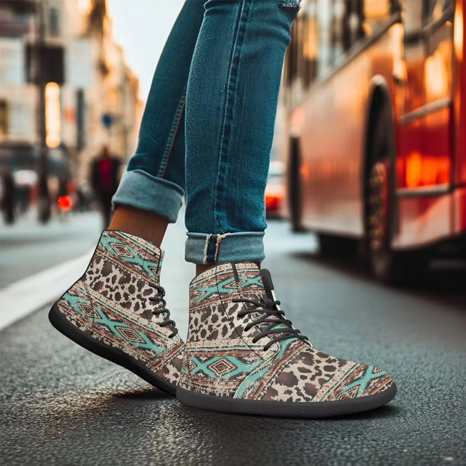High Top Tribal Ethnic Design Barefoot Running Shoes for Men Grounded Footwear Wide Toe Box Gym Shoes Casual Mens Shoes