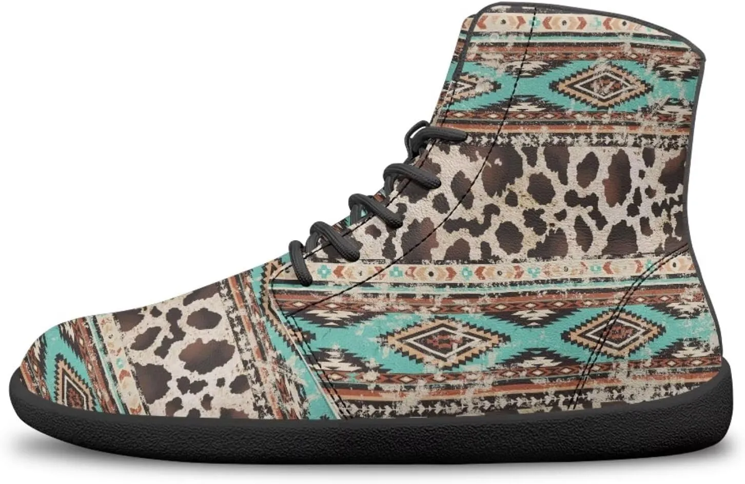 High Top Tribal Ethnic Design Barefoot Running Shoes for Men Grounded Footwear Wide Toe Box Gym Shoes Casual Mens Shoes
