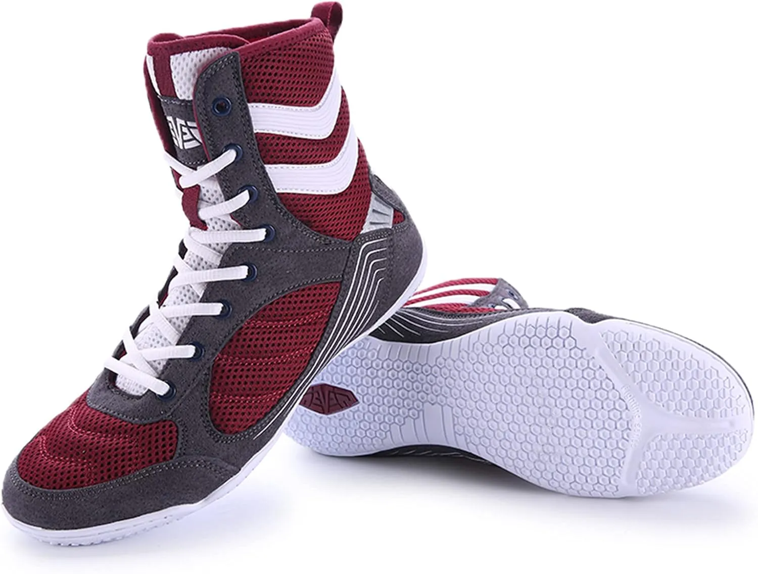 High Traction Men's Youth Women Sports Shoes Boxing Wrestling Shoes High Combat Speed Squat Shoes Mens Weightlifting Fighting Boxing Shoes Non-Slip Training Competition Shoes Gym Boots