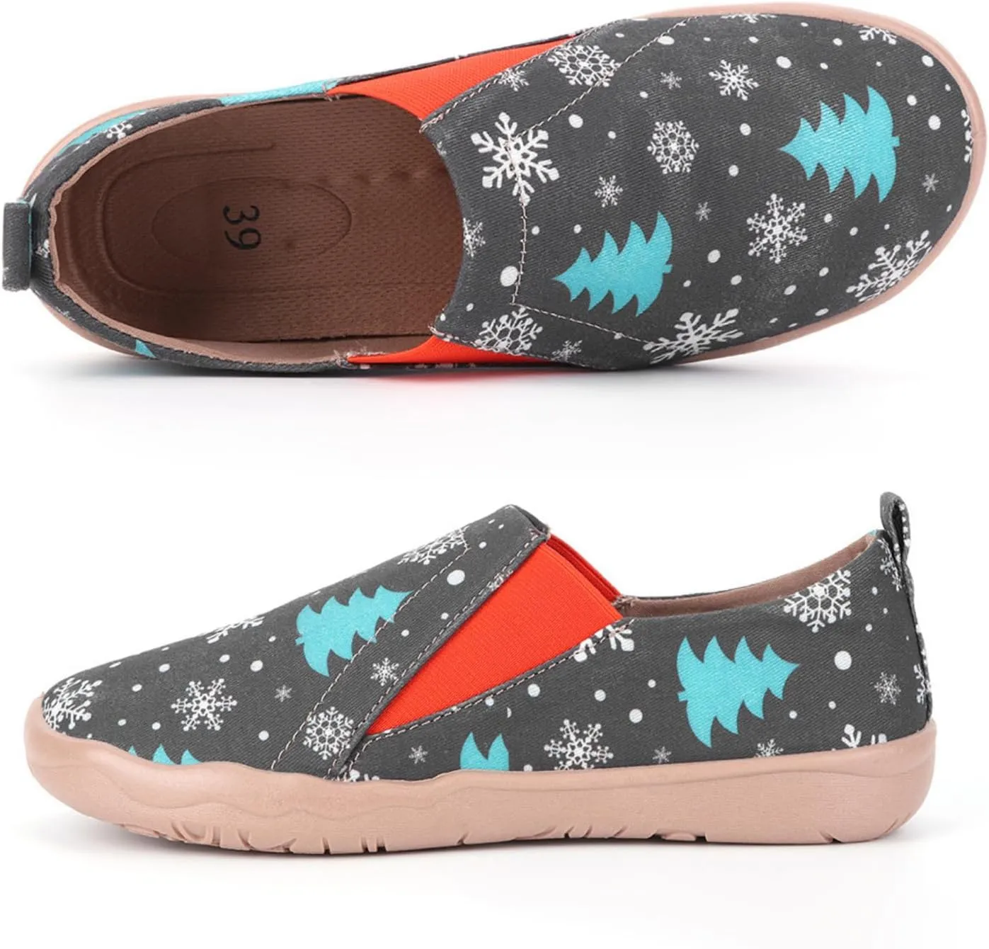 HiGropcore Women's Art Painted Casual Loafers Slip On Canvas Walking Shoes Comfortable Lightweight Ladies Travel Shoes