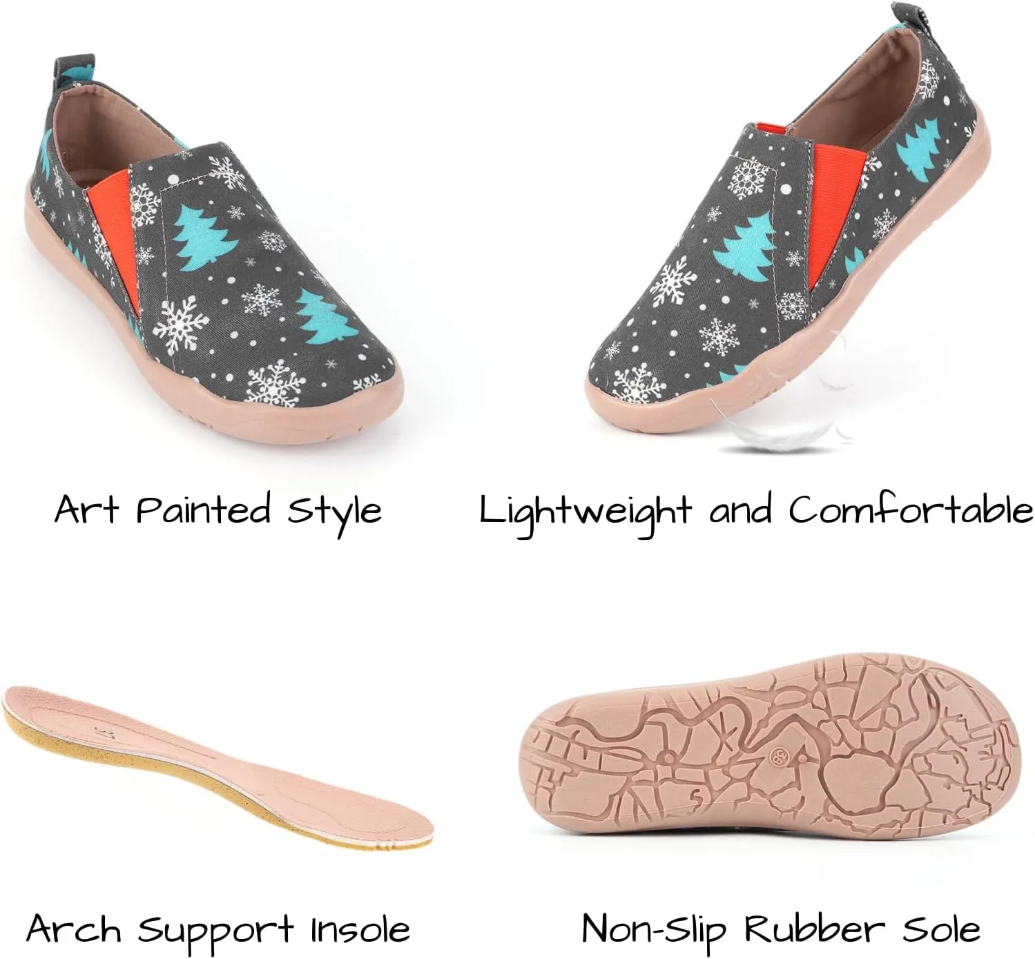 HiGropcore Women's Art Painted Casual Loafers Slip On Canvas Walking Shoes Comfortable Lightweight Ladies Travel Shoes