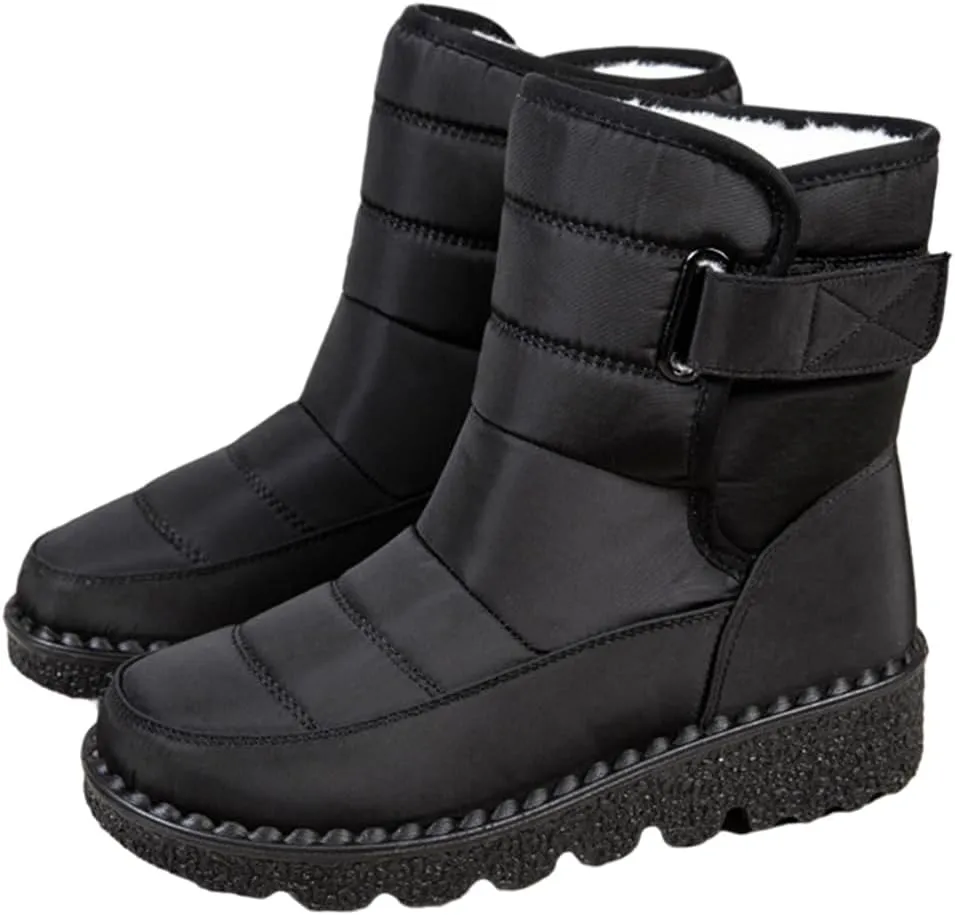 HiGropcore Womens Mens Winter Snow Boots Fully Fur Lined Slip On Ankle Booties Waterproof Thickening Fuzzy Snow Shoes