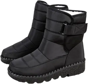 HiGropcore Womens Mens Winter Snow Boots Fully Fur Lined Slip On Ankle Booties Waterproof Thickening Fuzzy Snow Shoes