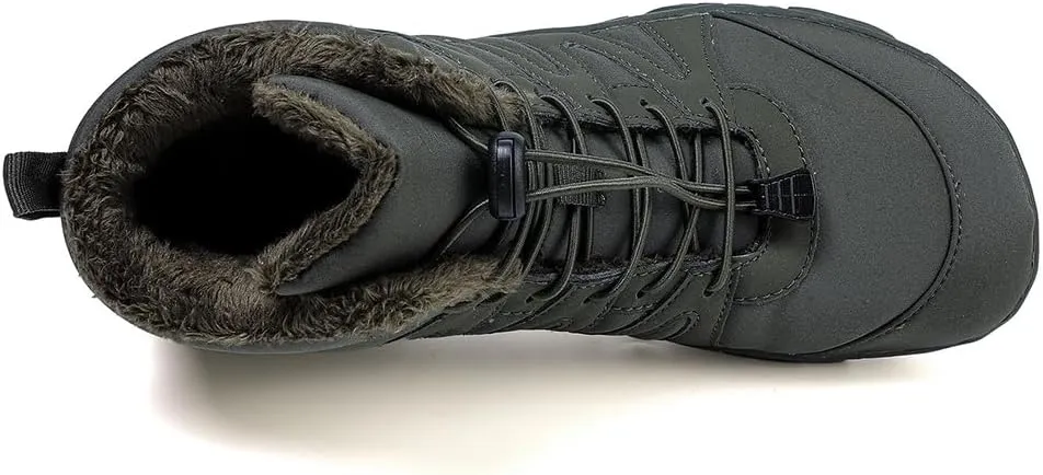 Hike Barefoot Boots Womens Mens Waterproof Fur Lined Winter Barefoot Shoes Minimalist Snow Boots Wide Toe Box Ankle Booties