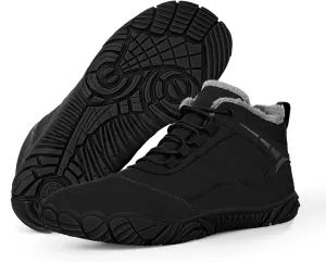 Hike Barefoot Boots Womens Mens Waterproof Fur Lined Winter Barefoot Shoes Minimalist Snow Boots Wide Toe Box Ankle Booties