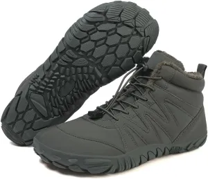 Hike Barefoot Boots Womens Mens Waterproof Fur Lined Winter Barefoot Shoes Minimalist Snow Boots Wide Toe Box Ankle Booties