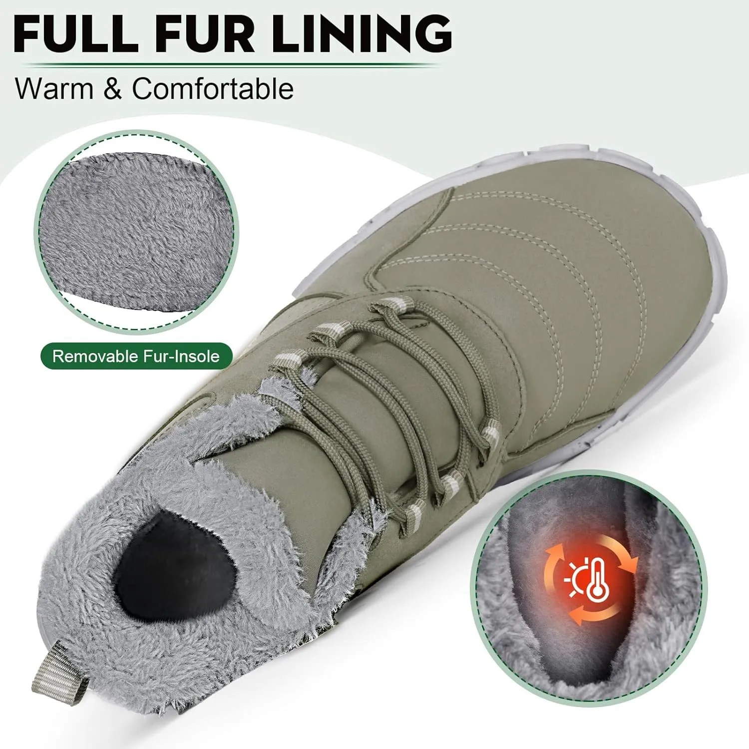 Hike Barefoot Boots Womens Mens Waterproof Fur Lined Winter Barefoot Shoes Minimalist Snow Boots Wide Toe Box Ankle Booties