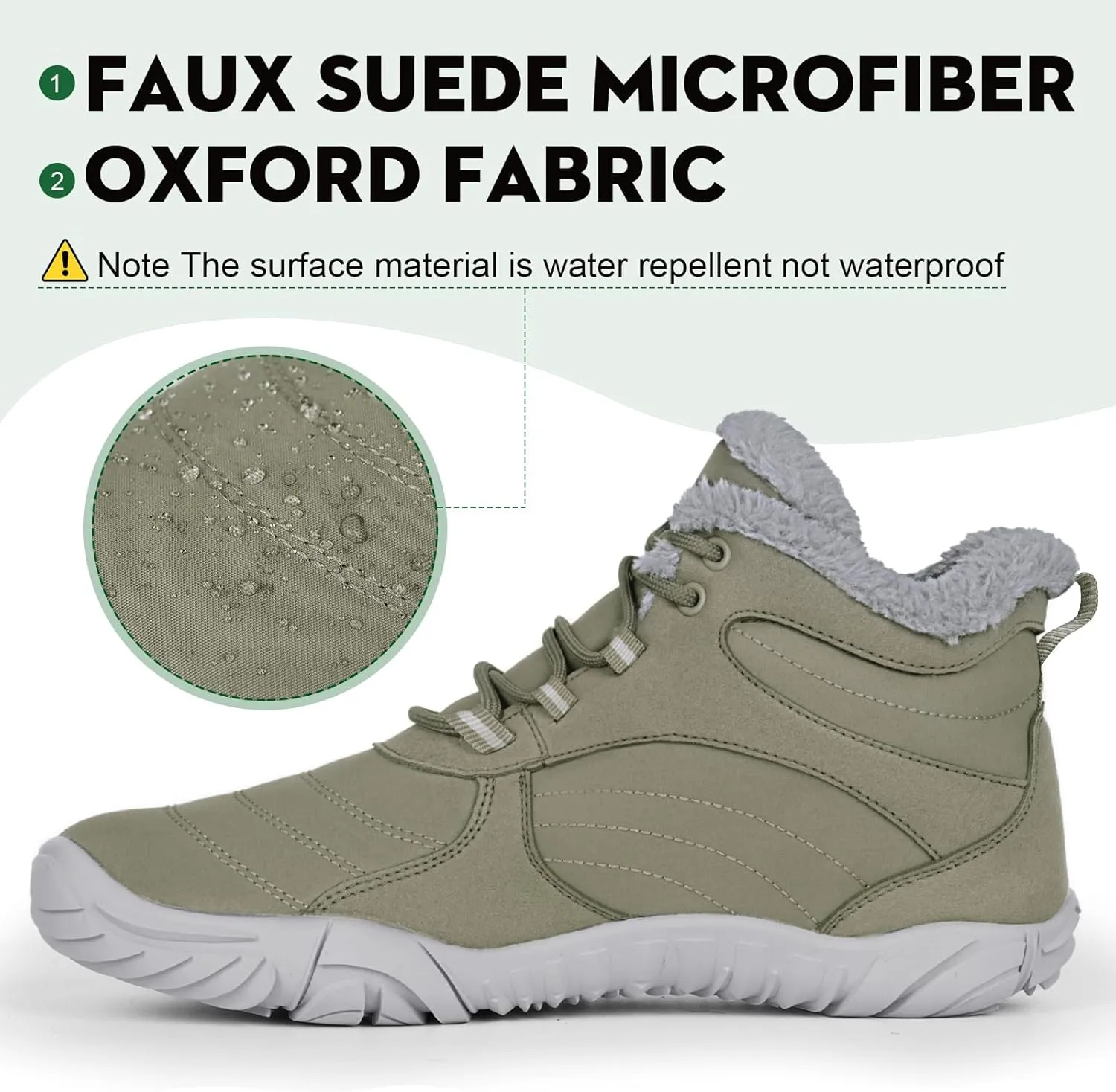 Hike Barefoot Boots Womens Mens Waterproof Fur Lined Winter Barefoot Shoes Minimalist Snow Boots Wide Toe Box Ankle Booties