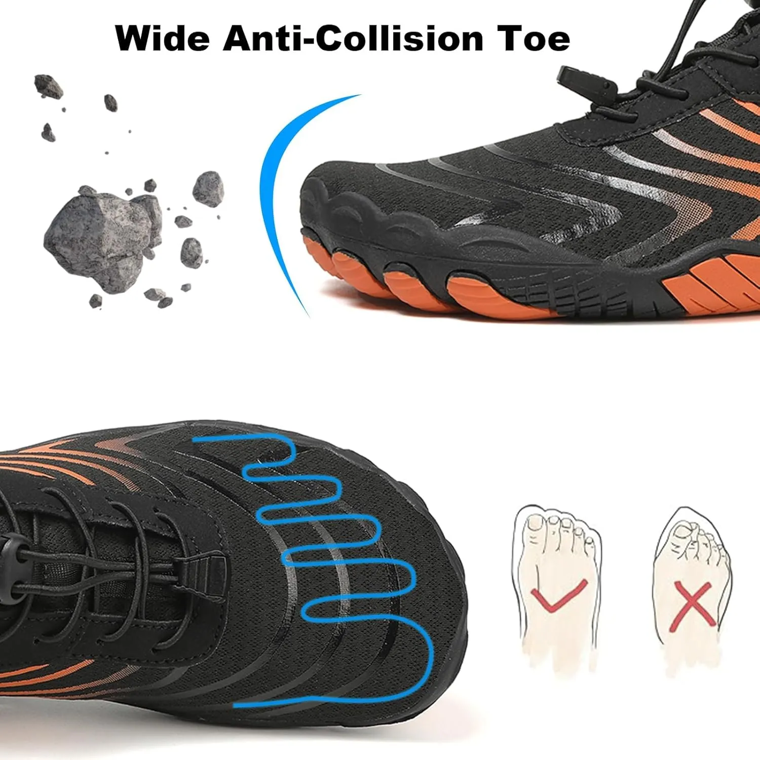 Hike Barefoot Shoes for Women Men Pro-Healthy&Non-Slip Footwear Waterproof Trail Running Wide Toe Water Shoes