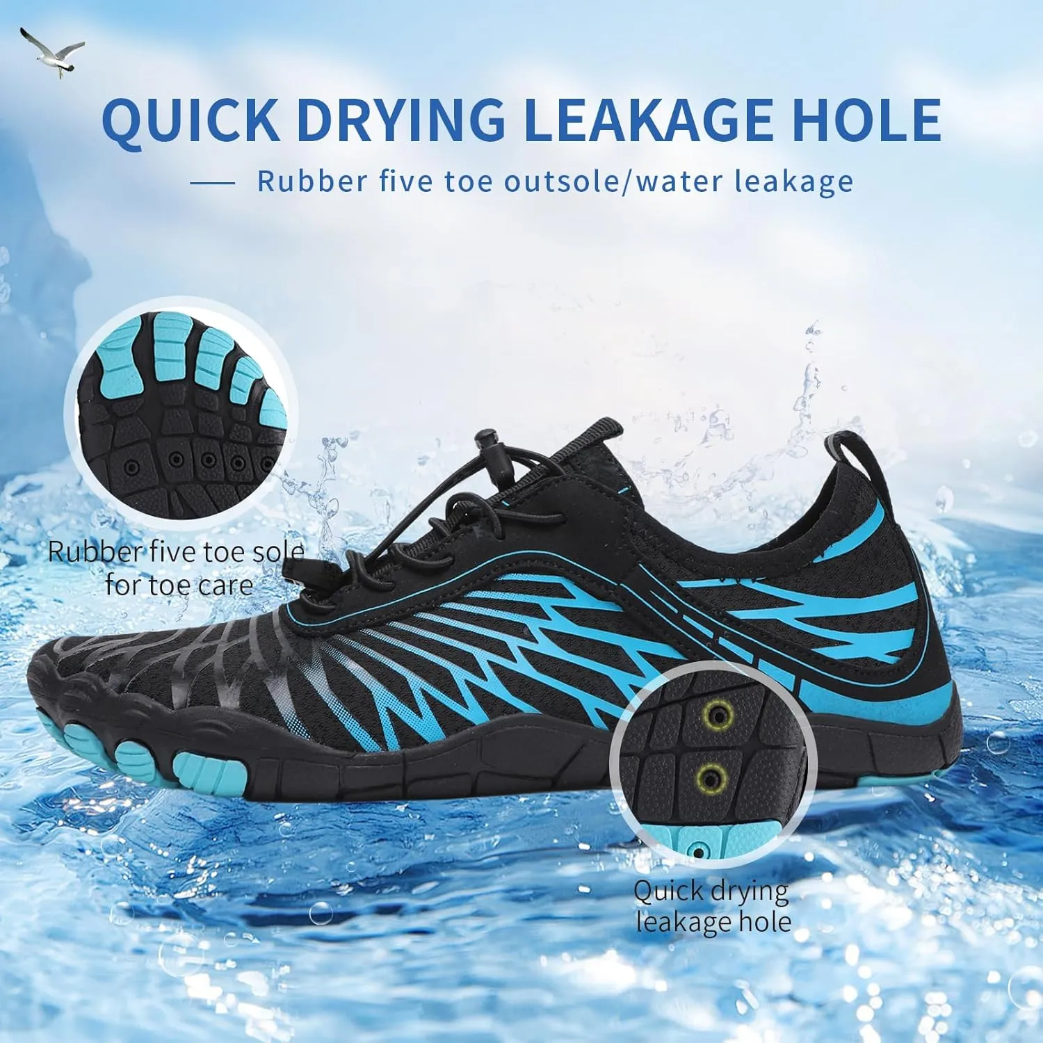 Hike Barefoot Shoes for Women Men - Quick Dry Wide Toe Box Beach Swim Athletic Sports Shoes, Non-Slip Hike Yoga Lightweight Footwear Aqua Hiking Walking Kayaking Diving Surfing
