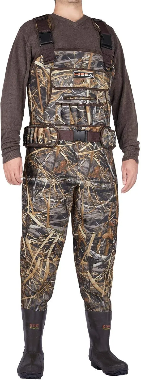HISEA Hunting Waders, Neoprene Chest Waders for Men with 800G Insulated Boots Waterproof Neoprene Bootfoot Waders