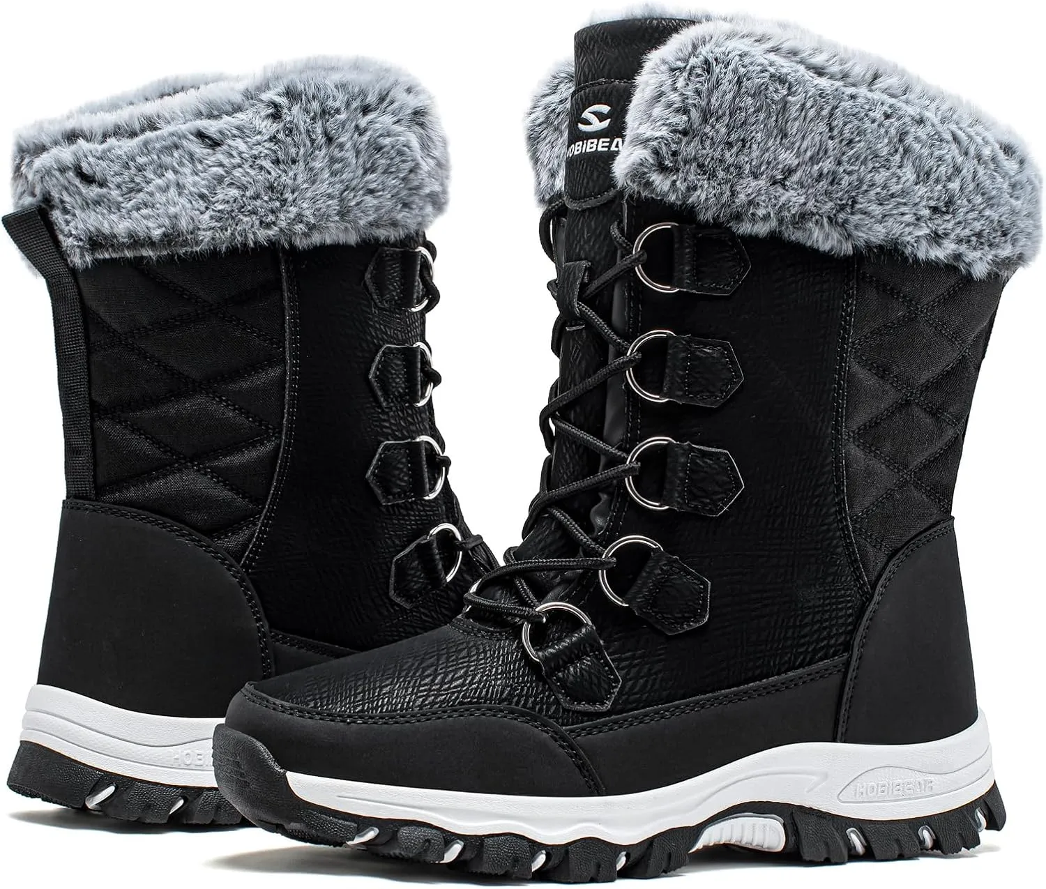 HOBIBEAR Women's Winter Snow Boots Waterproof Lightweight Warm Faux Fur Lined Mid-Calf Booties