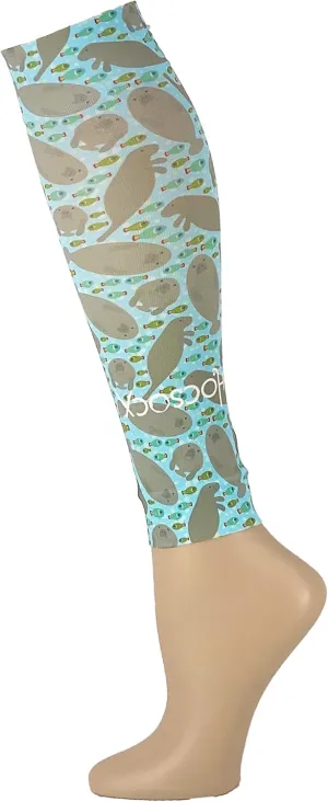 Hocsocx Manatees Unisex Performance 13" Liner Leg Sleeves, Moisture Wicking, Rash & Blister Protection for Field & Ice Hockey, Soccer, Skiing, Hiking, Boot Support