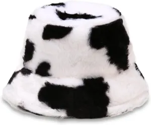 HONGTEYA Winter Bucket Hat Fluffy Faux Fur Fisherman Cap for Women Men Solid Color Style