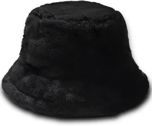 HONGTEYA Winter Bucket Hat Fluffy Faux Fur Fisherman Cap for Women Men Solid Color Style