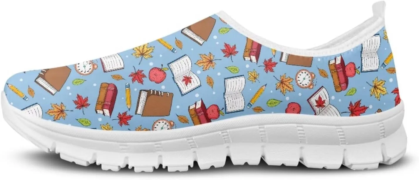 Howilath Books Print Women's Loafers & Slip-on Running Sneakers Casual Shoes Hands Free Shoes