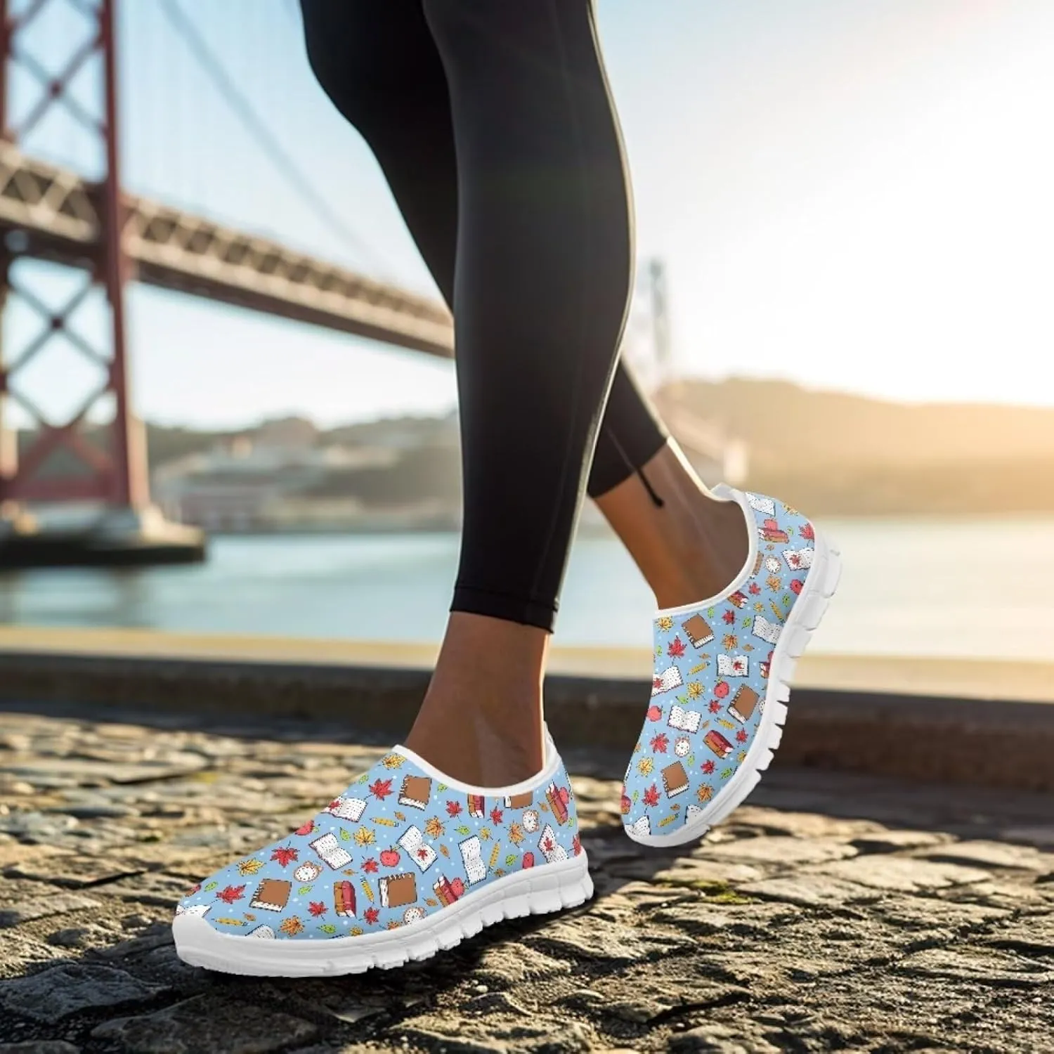Howilath Books Print Women's Loafers & Slip-on Running Sneakers Casual Shoes Hands Free Shoes