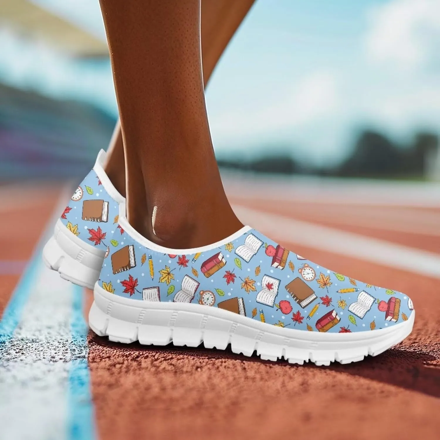 Howilath Books Print Women's Loafers & Slip-on Running Sneakers Casual Shoes Hands Free Shoes