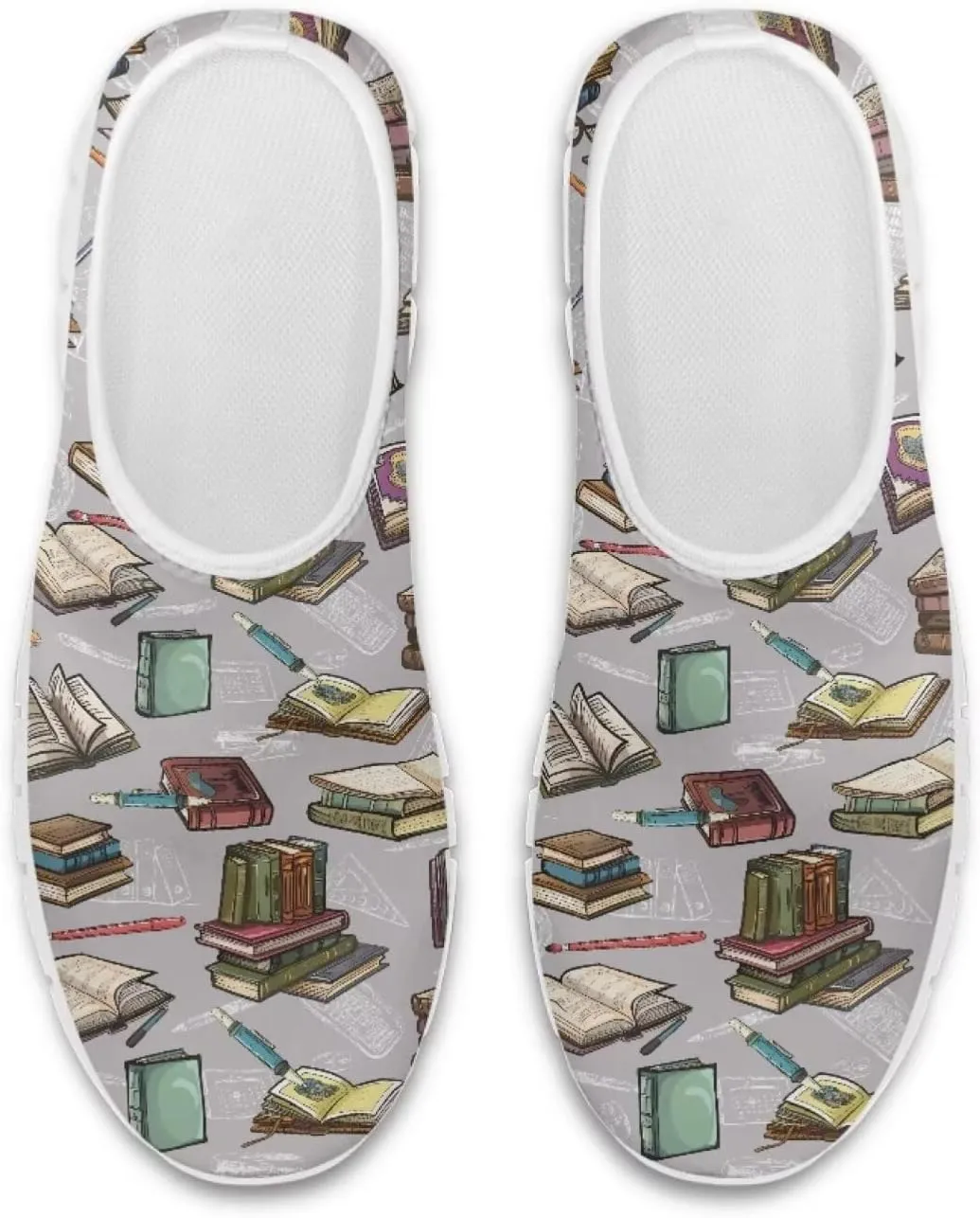 Howilath Books Print Women's Loafers & Slip-on Running Sneakers Casual Shoes Hands Free Shoes