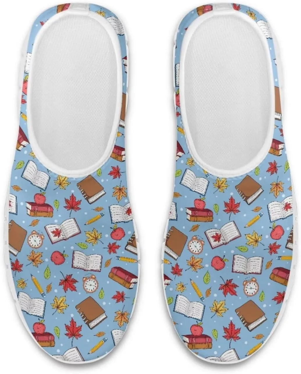 Howilath Books Print Women's Loafers & Slip-on Running Sneakers Casual Shoes Hands Free Shoes