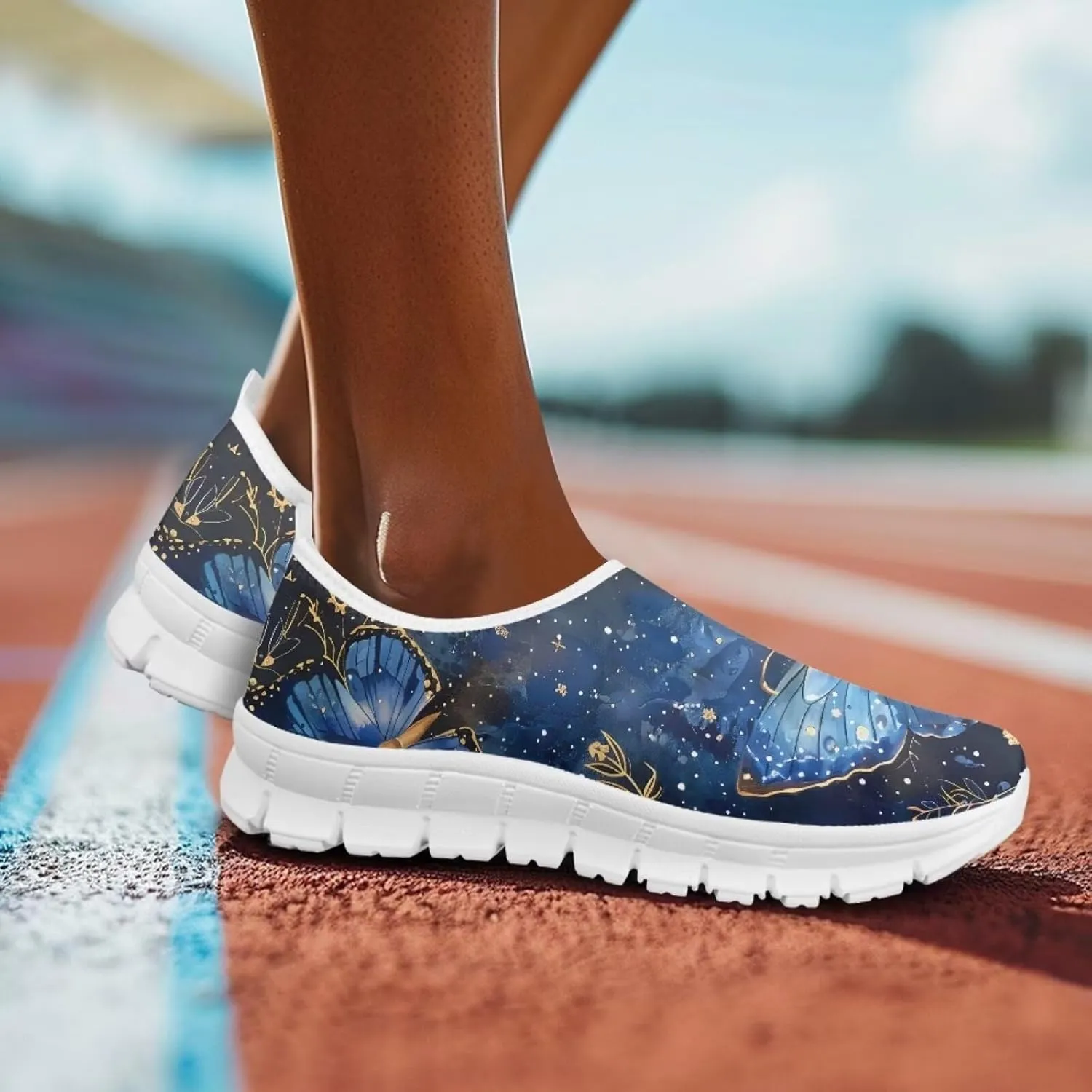 Howilath Butterfly Print Slip on Sneakers Women Running Shoes Loafers Casual Fashion Sneaker House Shoes
