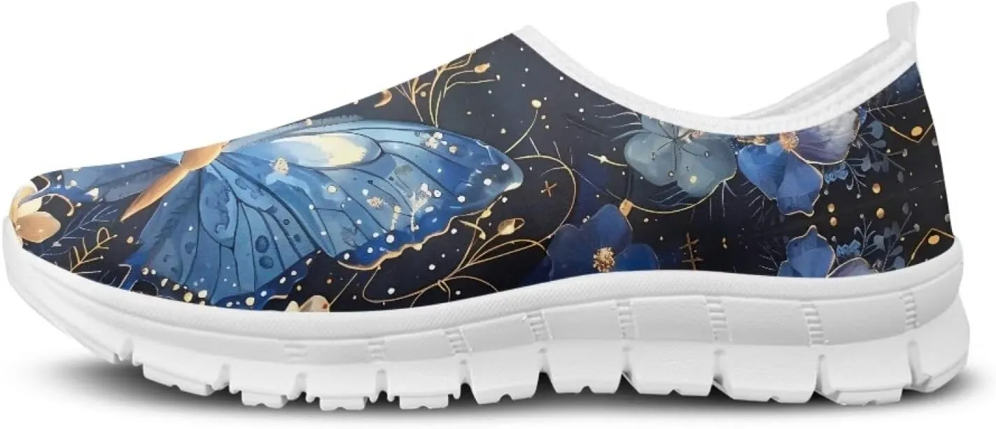 Howilath Butterfly Print Slip on Sneakers Women Running Shoes Loafers Casual Fashion Sneaker House Shoes