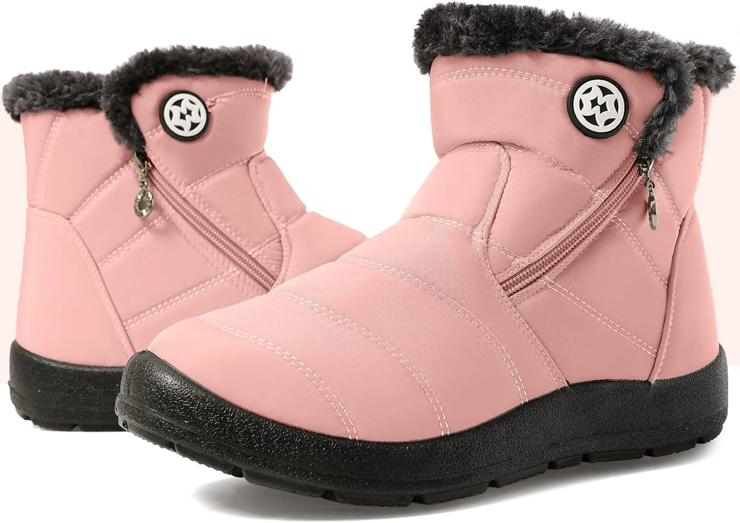 Hsyooes Womens Warm Fur Lined Winter Snow Boots Waterproof Ankle Boots Outdoor Booties Comfortable Shoes for Women