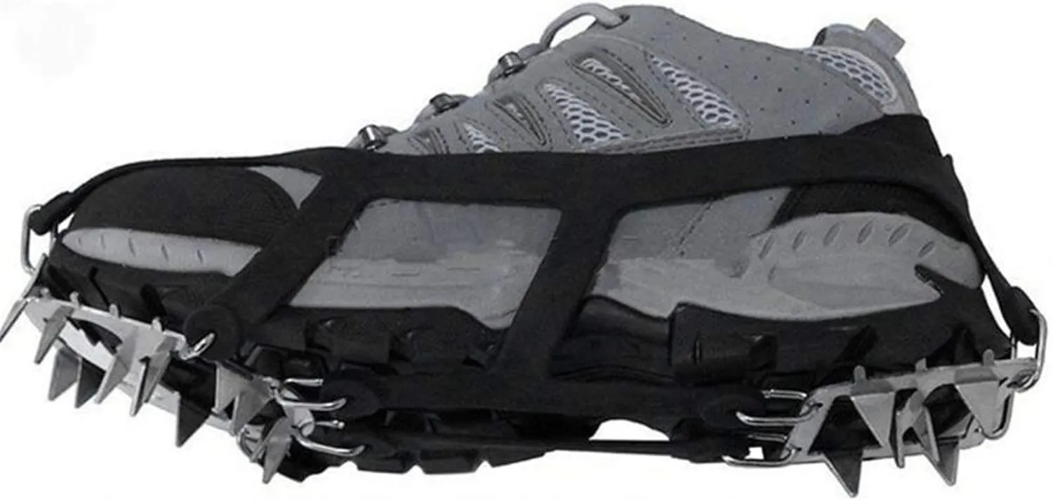 Ice Snow Grips 18 Teeth Fishing Snow Shoe Spiked Grips Cleats Crampons Winter Climbing Camping Anti Slip Hiking Snowshoes Shoe Cover Ice Grips for Shoes