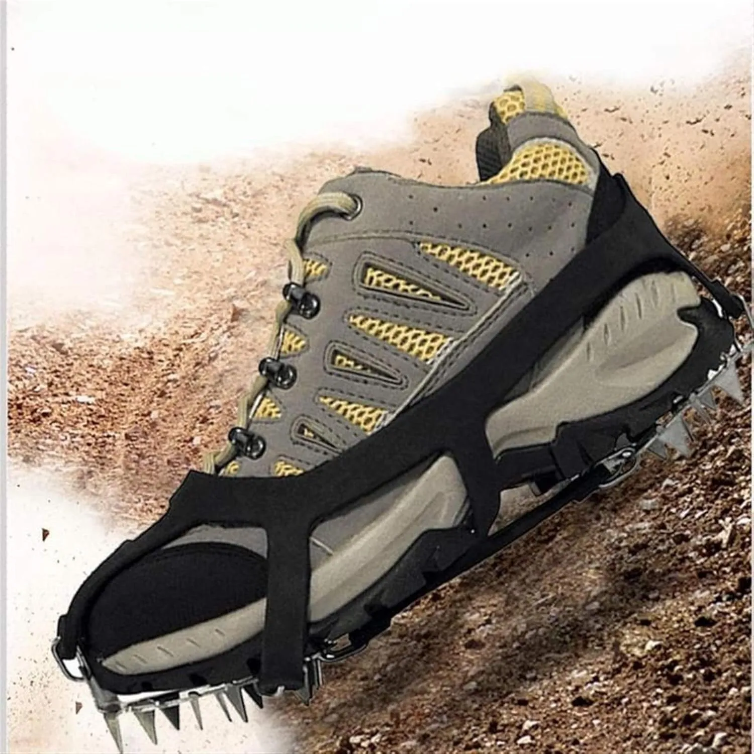 Ice Snow Grips 18 Teeth Fishing Snow Shoe Spiked Grips Cleats Crampons Winter Climbing Camping Anti Slip Hiking Snowshoes Shoe Cover Ice Grips for Shoes