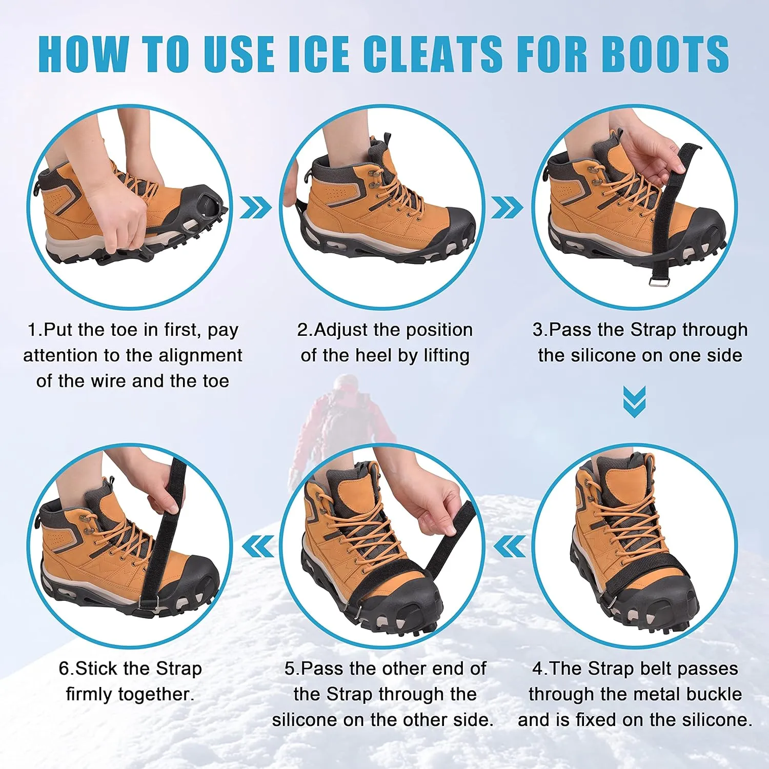 Ice Snow Traction Cleats for Shoes and Boots Non-Slip Crampon Snow Cleats for Winter Walking on Snow and Ice Boots Cleats for Men Women Walking Jogging Hiking