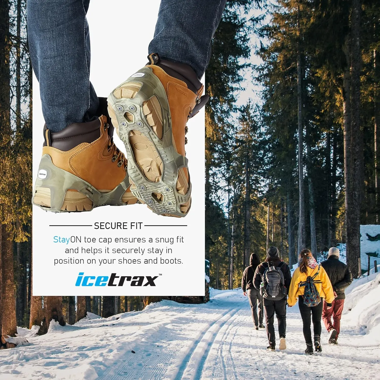 ICETRAX V3 Tungsten Crampons, Ice Cleats for Shoes and Boots - Ice Grips for Snow and Ice, Non-Slip Shoe Grippers with Reflective Heel