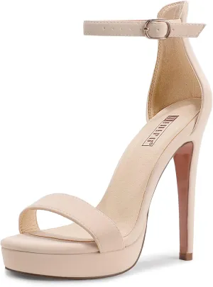 IDIFU Women's Stiletto High Heel Sandals Platform Open Toe Ankle Strap Dress Shoes for Women Bride Ladies in Wedding Bridal Party Homecoming