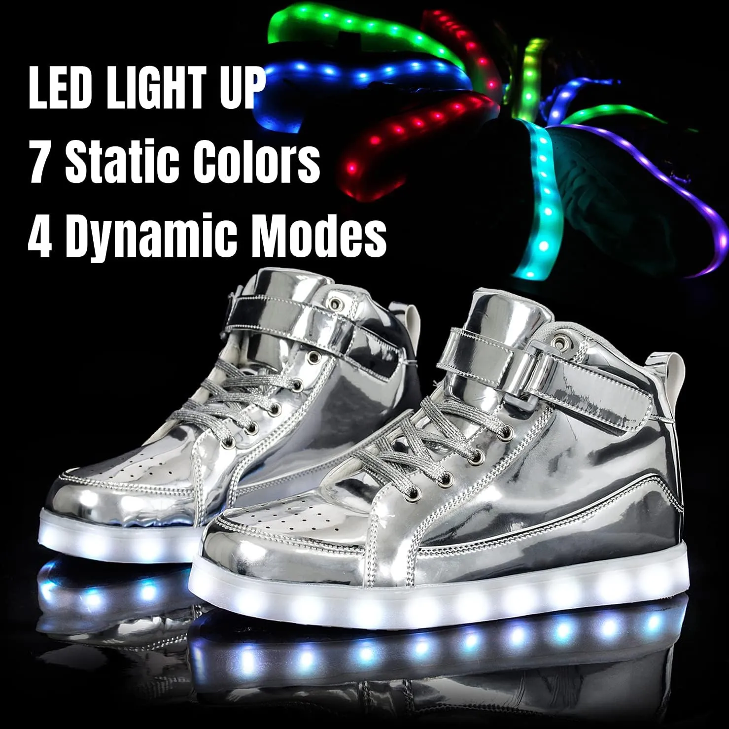 IGxx LED Light Up High Top Sneakers - USB Rechargeable, Glowing, Flashing Shoes for Men, Women & Kids