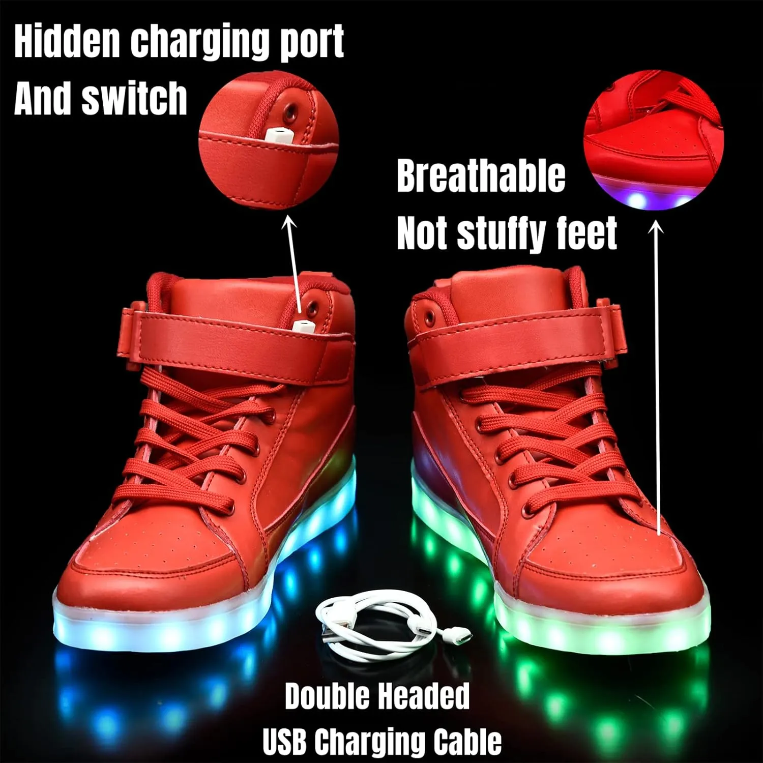 IGxx LED Shoes for Kids Light Up Shoes Boys Girls Fashion High Top LED Lights Sneakers Kids Glowing